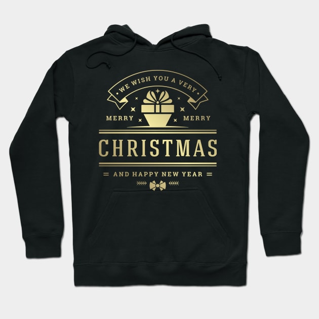 A Golden Merry Christmas Hoodie by The Lucid Frog